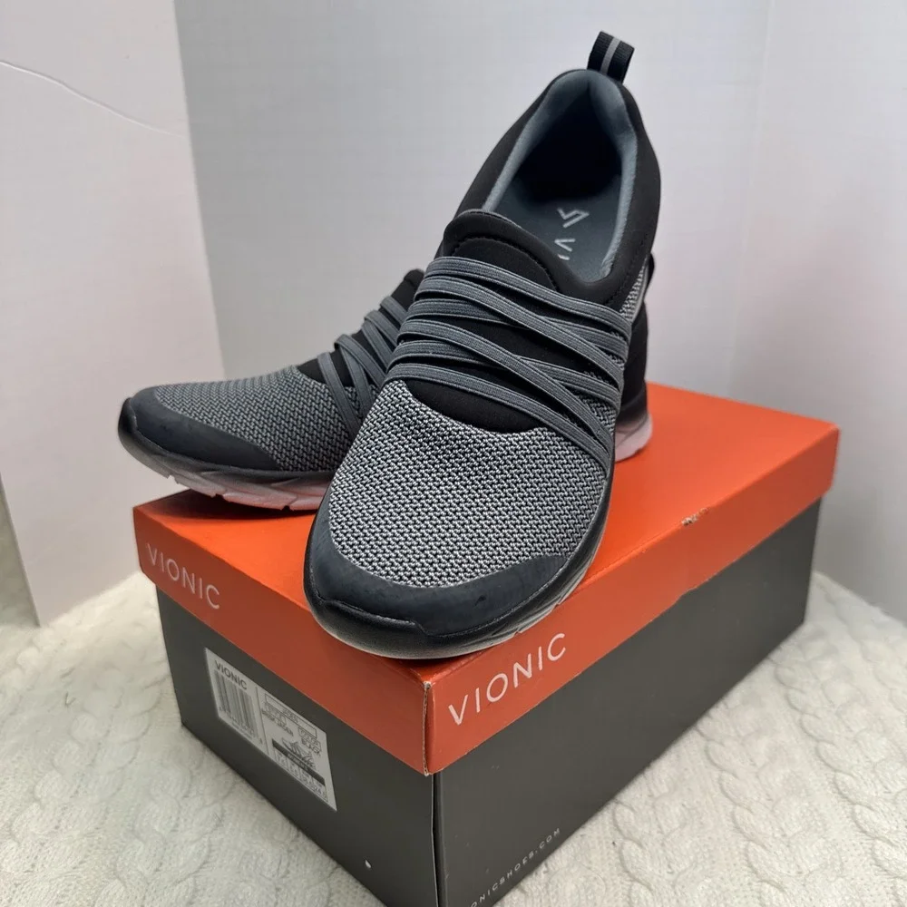 Vionic Women's BRISK JADEN  Sneakers Arch Support SLIP ON 7.5 Black/grey EUC‎